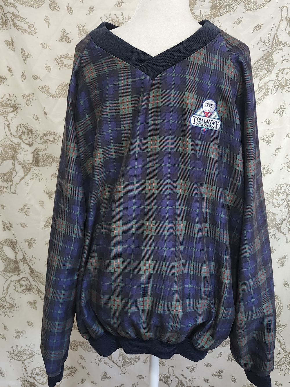 VTG 1995 Tom Landry Golf Plaid Pullover Jacket Windshirt - Dallas Cowboys